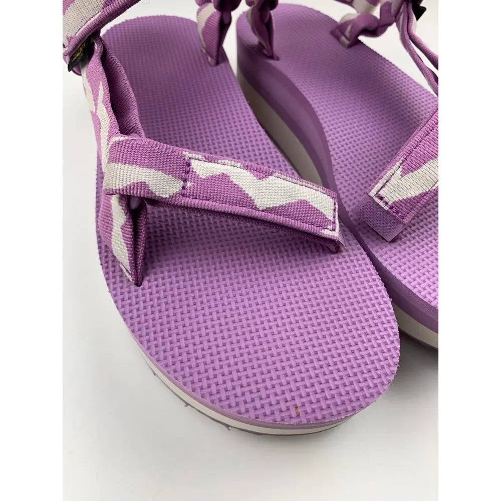 Teva Flatform Universal Sandals Platform Purple White Strappy Women's 9 Y2K 90s